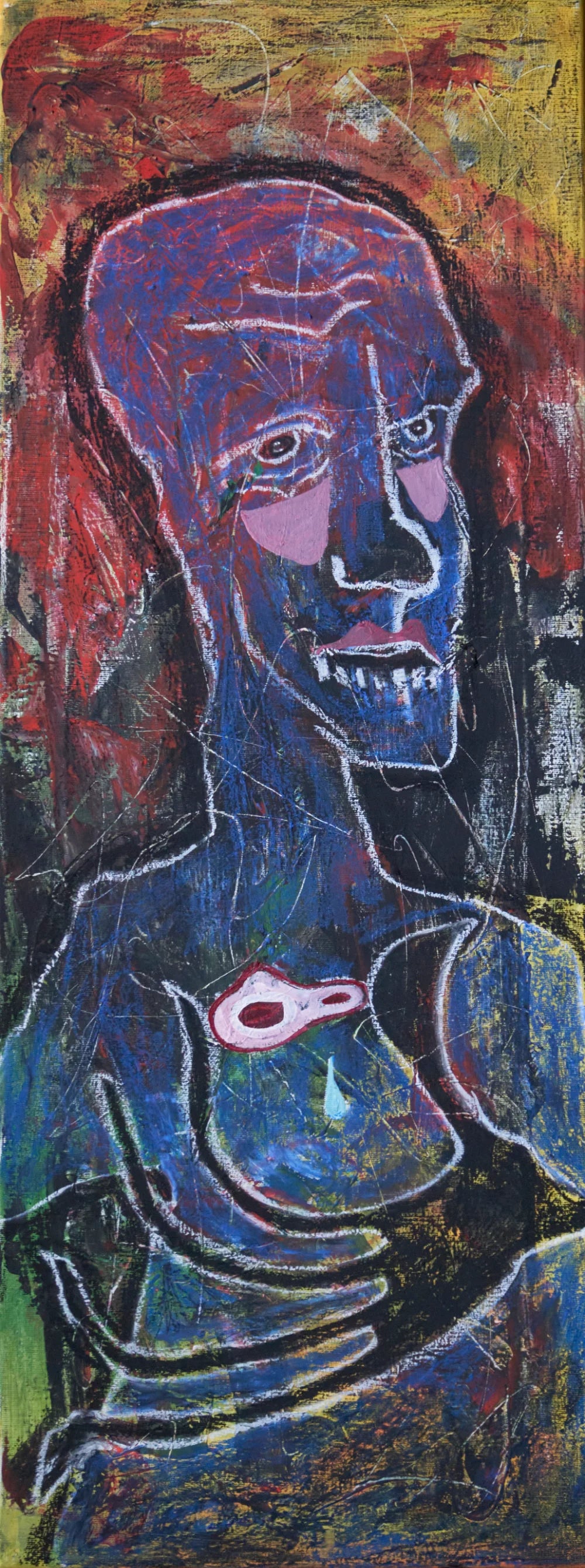 Zola – original mixed media painting, acrylic and oil pastel, by Studio Carol