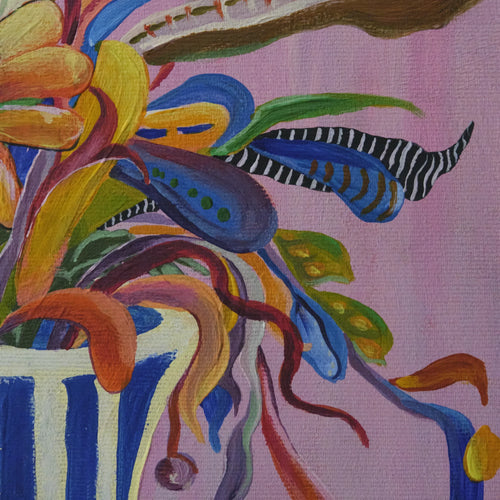 Liv – original mixed media painting, acrylic and oil pastel, detail shot, by Studio Carol