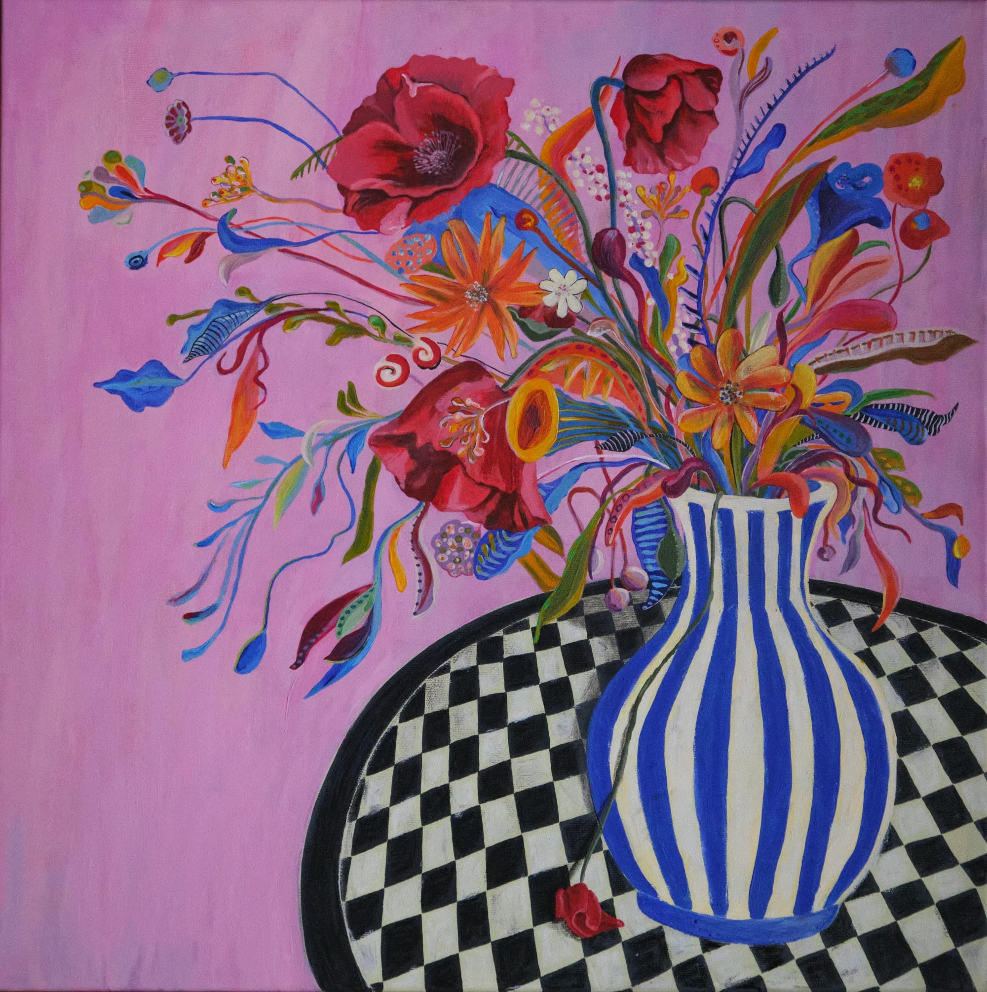 Liv – original mixed media painting, acrylic and oil pastel, by Studio Carol