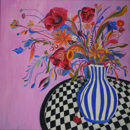 Liv – original mixed media painting, acrylic and oil pastel, by Studio Carol